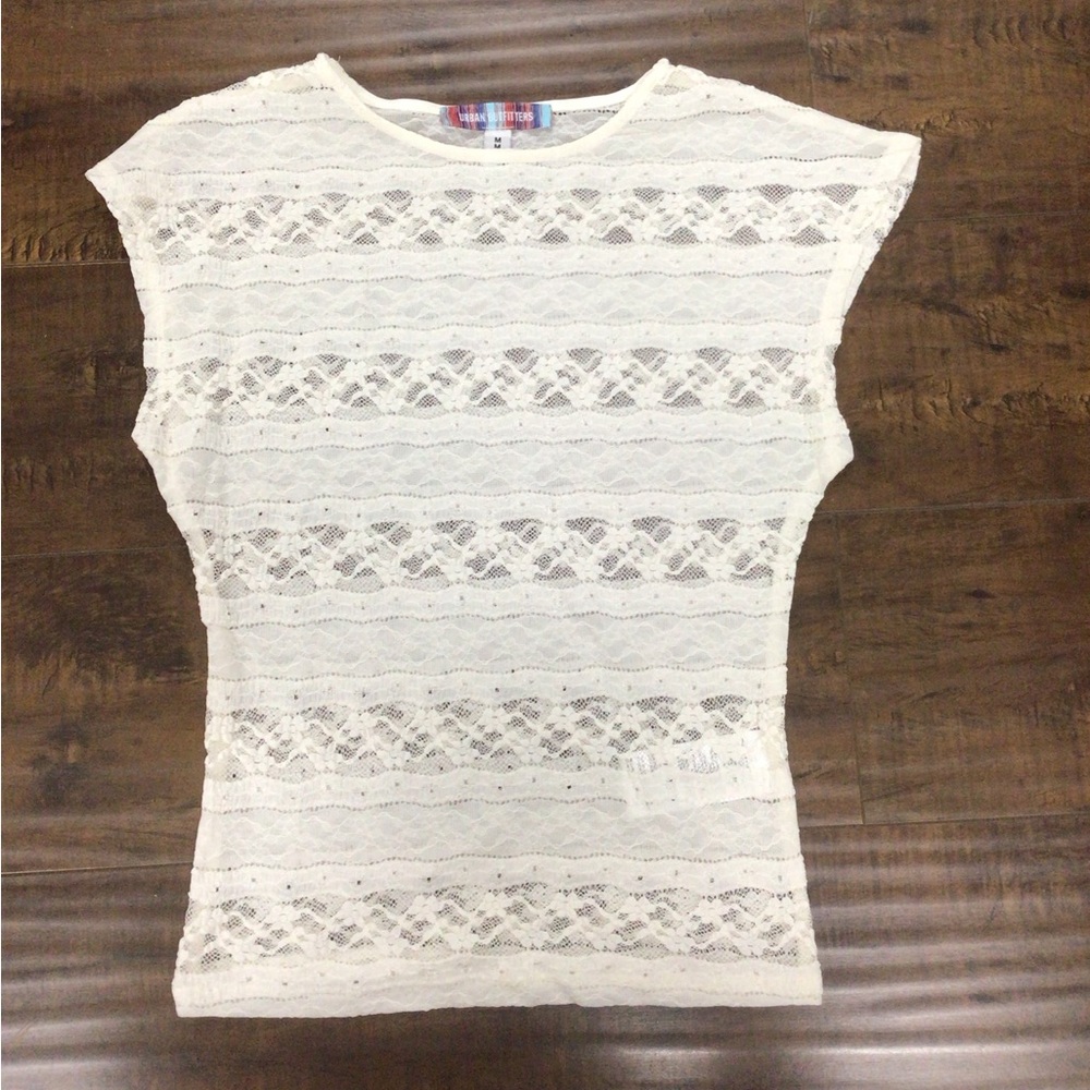 Urban Outfitters Cream Lace Tee